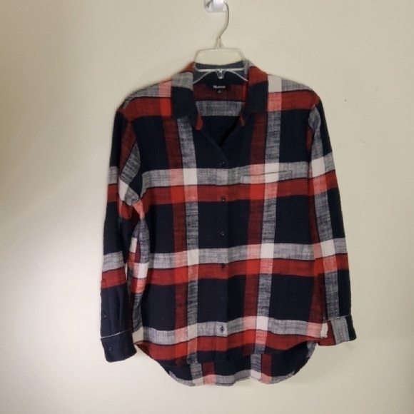 Madewell Red and Black Casual Button Up Shirt Size S - Picture 1 of 7